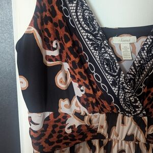 Soma Black and Brown Patterned Dress